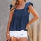 thumbnail image 4 of Playeras,Blusas y Tops,Ropa para Mujer Mujeres Workout Tank Tops Camiseta plisada para mujer, camisola con tirantes finos, camiseta sin mangas informal de verano, camiseta a la moda (Blue, XL), 4 of 6