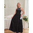 thumbnail image 3 of Vestido LALACAT de terciopelo con cuello halter, sin mangas, corte en A, maxi negro, 3 of 4