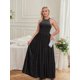 thumbnail image 5 of Vestido LALACAT de terciopelo con cuello halter, sin mangas, corte en A, maxi negro, 5 of 6