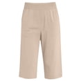 thumbnail image 6 of FAOWME Women's Casual Capri Pants High Waist Solid Color Straight Fit Elegant Comfortable Trousers With Pockets For Everyday Wear,Beige,Xl, 6 of 7