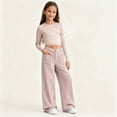 thumbnail image 5 of YunPes Teen Girls Corduroy Pants Baggy Wide Leg Pants Elastic High Waist Loose Sweatpants Casual Stretchy Pockets Trousers, 5 of 10