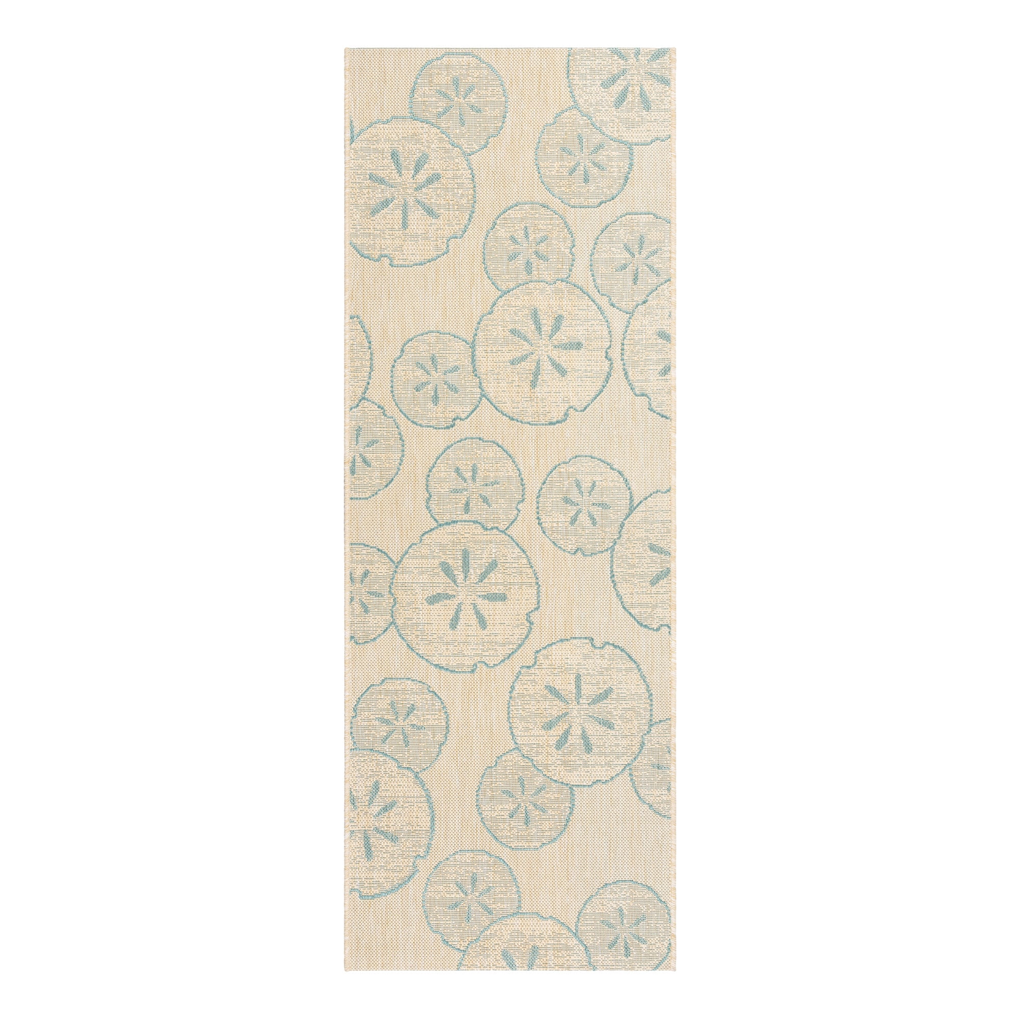 Disney Outdoor Sand Dollar Coastal Abstract Sand/Oasis Area Rug, 2x6 Runner