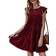 thumbnail image 1 of Txlixc Vestido Plisado Casual para Mujer, Adultos Primavera Color Sólido Cuello Redondo Manga Corta Una Pieza Txlixc  Estilo de ocio, 1 of 3