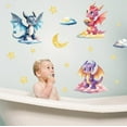 thumbnail image 3 of Wall Stickers Watercolor Dragon Peel and Stick Wall Decals 4 Sheets Removable Art Decor for Bedroom Nursery Playroom Bathroom Office Decoration Multi-color, 3 of 9