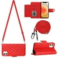 thumbnail image 2 of Charm Style for iPhone 12 Case RFID Blocking Wallet Card Holder Leather PU Flip Cover Folio Lanyard Crossbody Strap Women Girl Magnetic Clasp Kickstand For iPhone 12, Red, 2 of 8