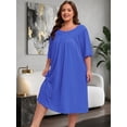 thumbnail image 4 of FEREMO 100% Cotton Nightgowns for Plus Size Women Pleated Soft Sleepwear with Pockets, 4 of 7