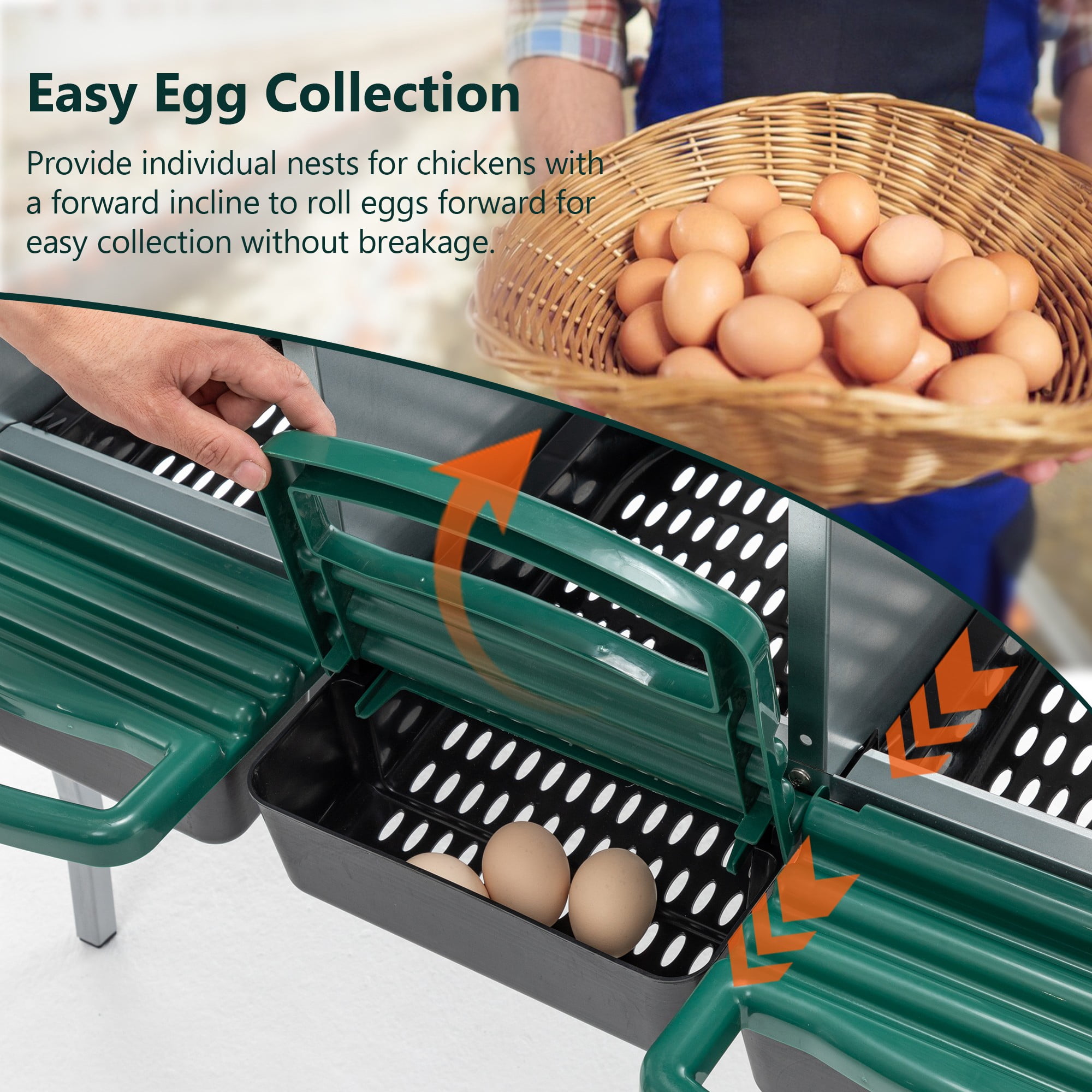 Leumius Nesting Boxes for Chickens,3-Hole Chicken Nesting Boxes,Chicken Laying Box with Lid Cover for Outdoor Chicken Coop Farm Yard,Green