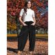 thumbnail image 4 of Pantalones de para Mujer, Estilo Holgado, de Pierna , Informales, con Cintura Elástica, Tipo Palazzo y Estilo Harem, con Bolsillos Negro XL, 4 of 7