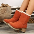 thumbnail image 6 of uvwlwu Boots for Women Fashion Platform Mid Calf Suede Winter Boots With Heel For Comfortable Warm Wear(Size:38), 6 of 9