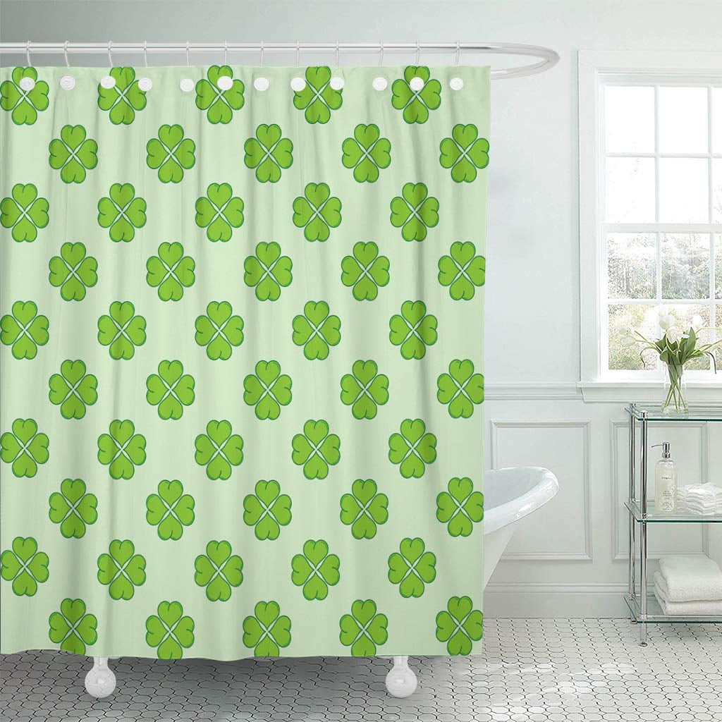 Ksadk Green Fl Pattern Clover For St Fortune Four Leaf Holiday Ireland Irish Shower Curtain Bathroom 66x72 Inch