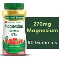 Nature’s Bounty® Magnesium Gummies, Magnesium Citrate 270mg, Raspberry Gummies, 90 Count