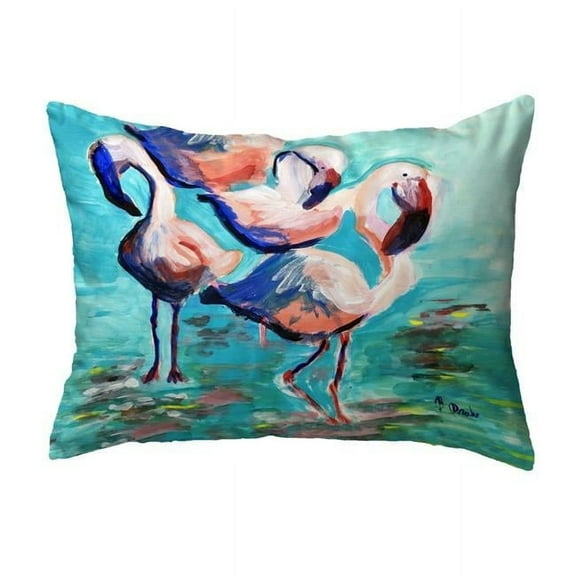Betsy Drake KS1355 11 x 14 in. Dancing Flamingos Non-Corded Pillow - Small
