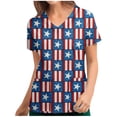 thumbnail image 1 of TIMIFIS Womens Scrub Tops Independence Day Summer American Flag Print Short Sleeve 4th of July Patriotic Working Uniform Nursing Scrub Tops with Pockets - Spring/Summer, 1 of 4