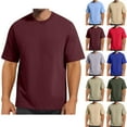 thumbnail image 4 of Chiccall Men's Summer Tops Plus Size Heavyweight Cotton Crew Neck Short Sleeve T-shirts Casual Loose Summer Solid Beach Tee Blouse, 4 of 4