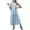☪523-Blue, variant on Women's Stringy Selvedge Sleeveless Striped Smocking Tiered Maxi Dress, High Neck Smocked Sleeveless Lace Trim A-Line Dress