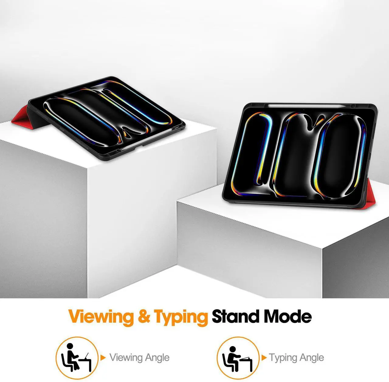 Case for iPad Pro 13 Inch M4 2024 A2925 A2926 A3007, Slim Smart Stand Cover Protective Cover with Pencil Holder, Stand, Universal Stylus Pen,Support Apple Pencil Charging + Auto Wake/Sleep