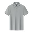 thumbnail image 5 of FRSASU Women's Solid Summer Tops Short Sleeve Polo Shirts Casual Business Button Collared V-Neck Classic Golf Shirt Gray, 5 of 6