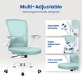 thumbnail image 6 of COOLHUT Office Chair, Ergonomic Office Chair, Comfort Home Office Task Chair, Lumbar Support Computer Chair with Flip-up Arms and Adjustable Height, 350LBS, Light Blue, 6 of 10
