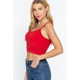 thumbnail image 3 of Saronite Basic Cotton Round Neck Removable Bra Cup Cami Straps Crop Tank Top, Bold Red (Women's), 3 of 4