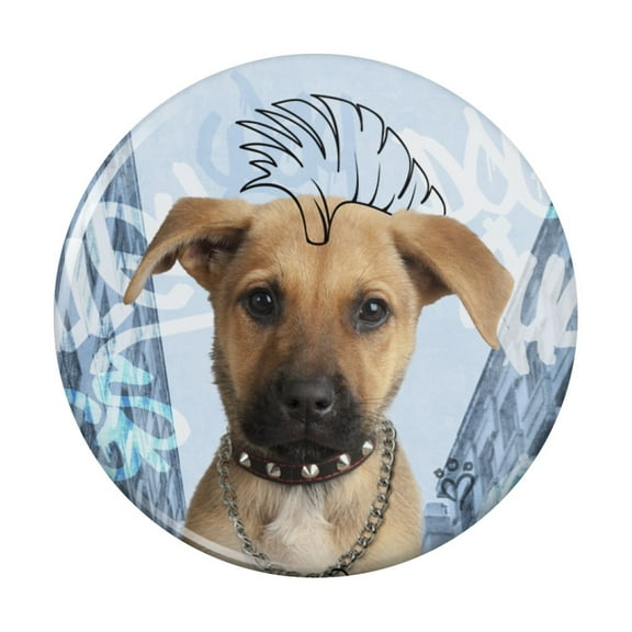Tough Puppy Dog Mohawk Grafitti Kitchen Refrigerator Locker Button Magnet