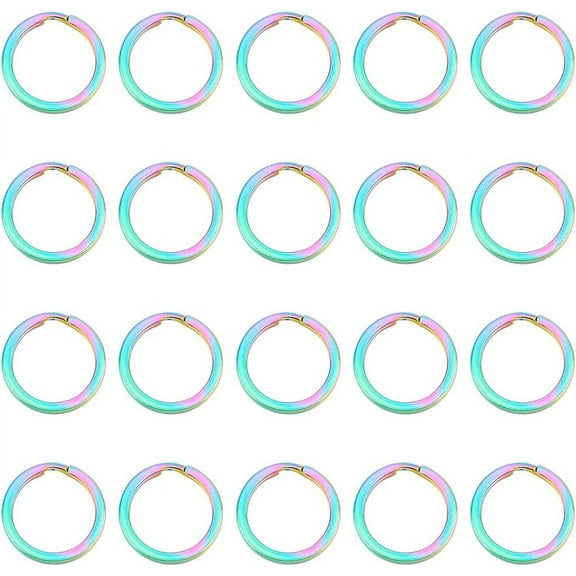 20Pcs 304 Stainless Steel Split Key Rings Rainbow Color 20x2mm