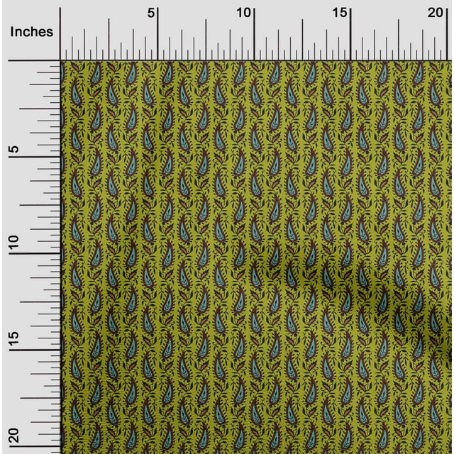 oneOone Cotton Poplin Fabric Leaves & Paisley Block Decor Fabric Printed BTY 56 Inch Wide