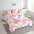 thumbnail image 3 of Manfei Cartoon Unicorn Twin Bedding Sets 7-Piece for Kids Children,Kawaii Colorful Rainbow Bedding Comforter Set Microfiber,Cute Love Heart Breathable Sheet Sets,Ultra Soft Home Decor,Reversible, 3 of 8