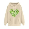 thumbnail image 1 of Plebaso Sweatshirts à Capuche pour Femmes pour la Saint-Patrick, Manches Longues, Imprimé Trèfle, 1 of 5