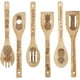 thumbnail image 1 of Juego de 6 cucharas de madera con forma de piña, vajilla de frutas, vajilla de bambú para cocinar, espátulas ranuradas talladas en madera natural., 1 of 9