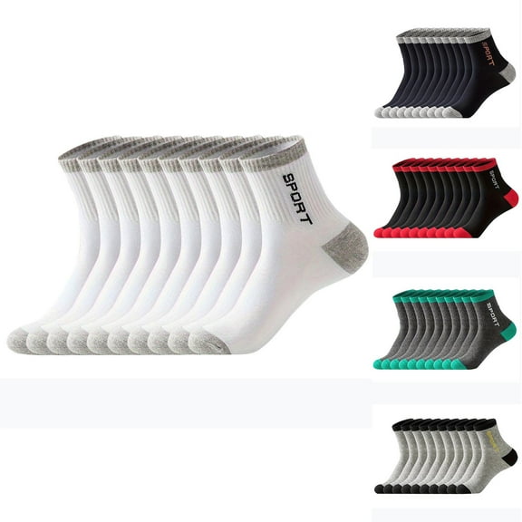 QLEICOM Mens Socks,Solid Color Athletic Socks Breathable with Odor Resistance for Running Long Crew Socks Provide Support and Comfortable for Sports and Workouts Dark Gray