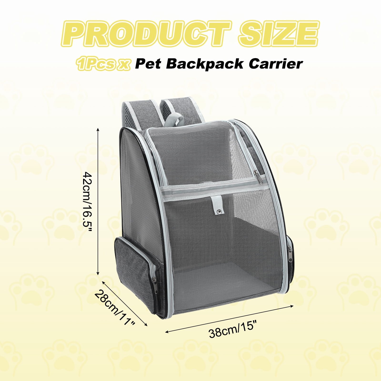 Uxcell Cat Backpack Carrier, Ventilation Mesh, Breathable Dog Carrier Backpack Pet Carrying Case (Gray) for Cats or Small Dogs Puppies, Intended for Hiking / Camping / Traveling