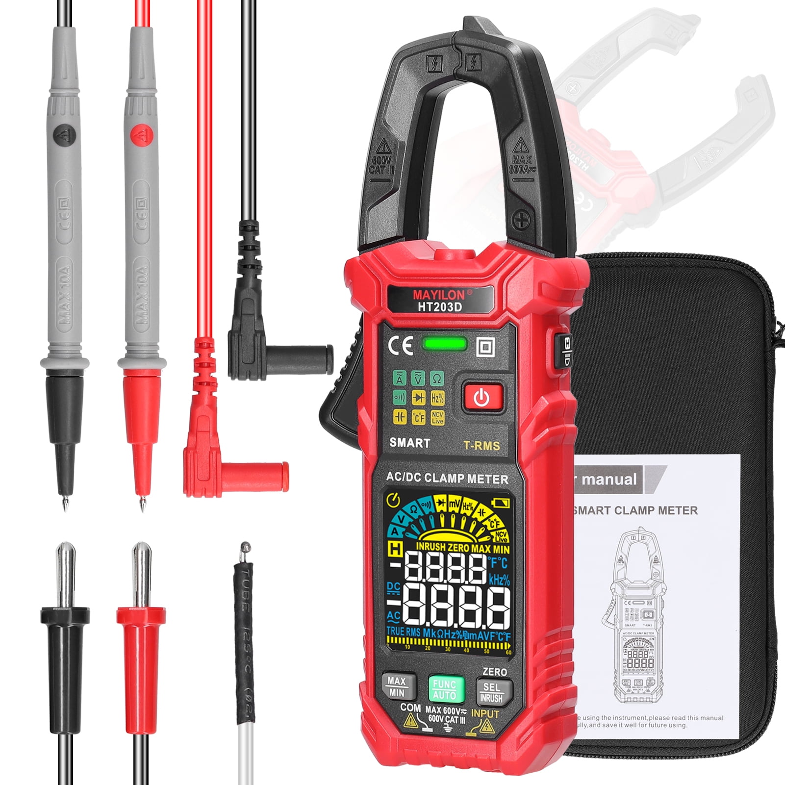 Multimeters,Temperature Diodes Continuity Voltmeter Tester Amp 600v Voltmeter Tester Ncv Rms 6000 Meter Ncv Rms Clamp 600v Voltmeter Rms 6000 60a Amp Volt Meter Mewmewcat 60a T Resistance