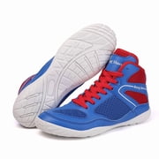 Men'S Professional Boxing Shoes - Heavy-Duty High-Top Training Sneakers with Slip-Resistant Rubber Sole, Breathable Round Toe Design & Cushioned Insole - Full-Grain Faux Leather Wrestling, Weightlift