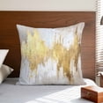 thumbnail image 4 of Pillow Covers 20x20 Inch, Gold Grey Linen Pillowcase with Invisible Zipper, Abstract Contemporary Square Graffiti Smear Art Decorative Throw Pillow Covers Cushion Case for Couch Sofa Bed Living Room, 4 of 9