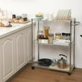 thumbnail image 6 of 3 Tiers 300Lbs Capacity Kitchen Rolling Utility Cart, Wire Rolling Service Cart with Handle Bar and Shelf Liner, Trolley Serving Cart for Kitchen, 6 of 7