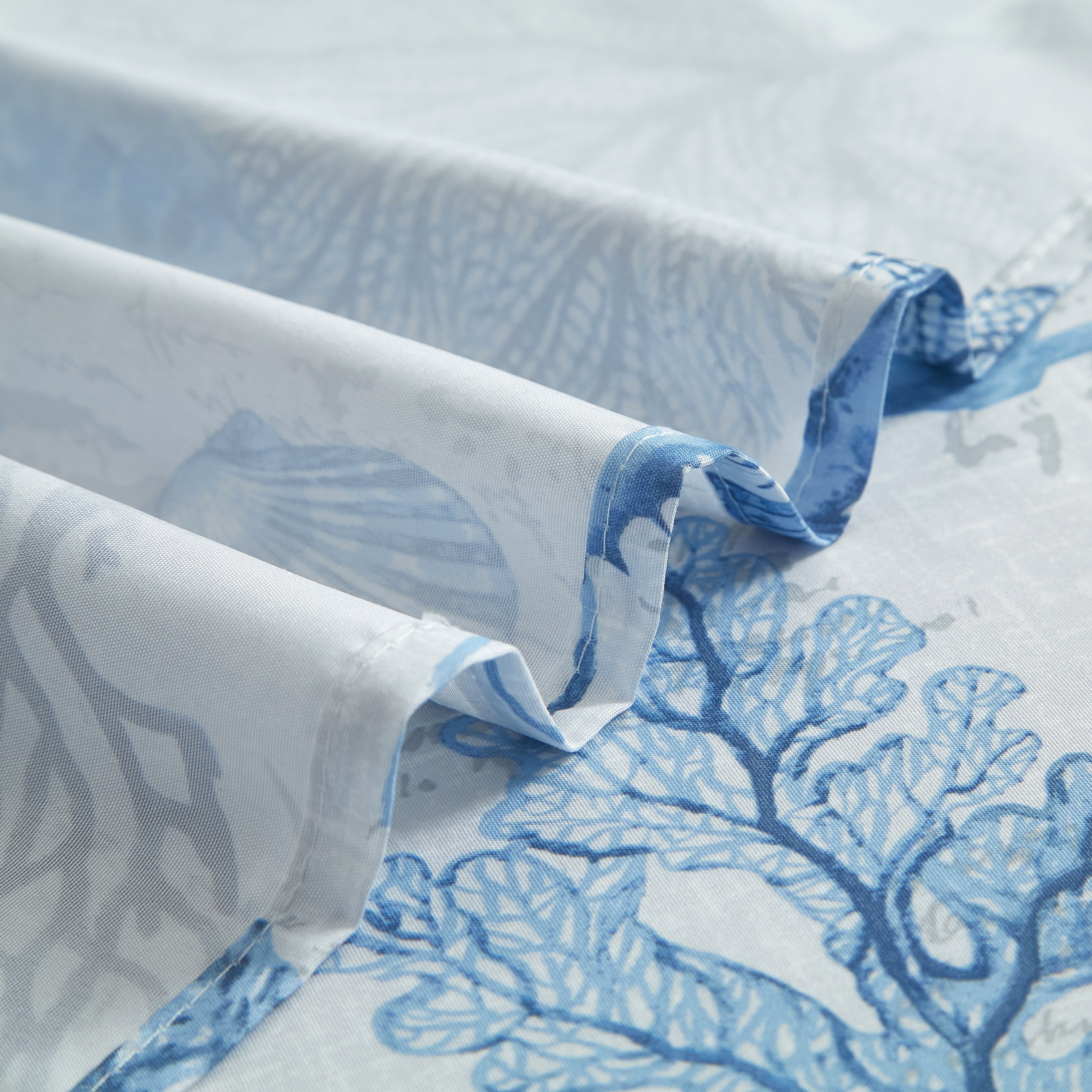 Mainstays 15-Piece Blue Coastal Bathroom Set – Beach-Inspired Shower Curtain, Bath Rugs & Hooks, Washable Ocean Decor