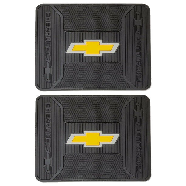 New 2 piece Bowtie Elite logo Rear Rubber Floor mats set for Chevy