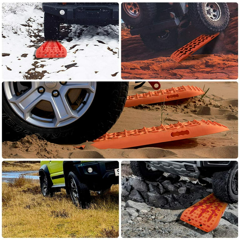 IKURAM Recovery Boards Traction Tracks Mat, 2 Pcs Traction Boards Offroad  with Bag for 4X4 Jeep Off-Road Mud, Sand, Snow Traction Ladder, Track Tire