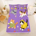 thumbnail image 4 of Manfei Floral Kitten Queen Sheets, Garden Cat Animal Queen Sheet Sets, Lavender Purple, 4 Pieces, 1 Flat Sheet, 1 Fitted Sheet and 2 Pillowcases, 4 of 6