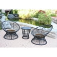 thumbnail image 2 of Jeco OF-SC001-2-CES007 Papasan Espresso Wicker Swivel Chair & Table Set with Brown Cushion, 2 of 5