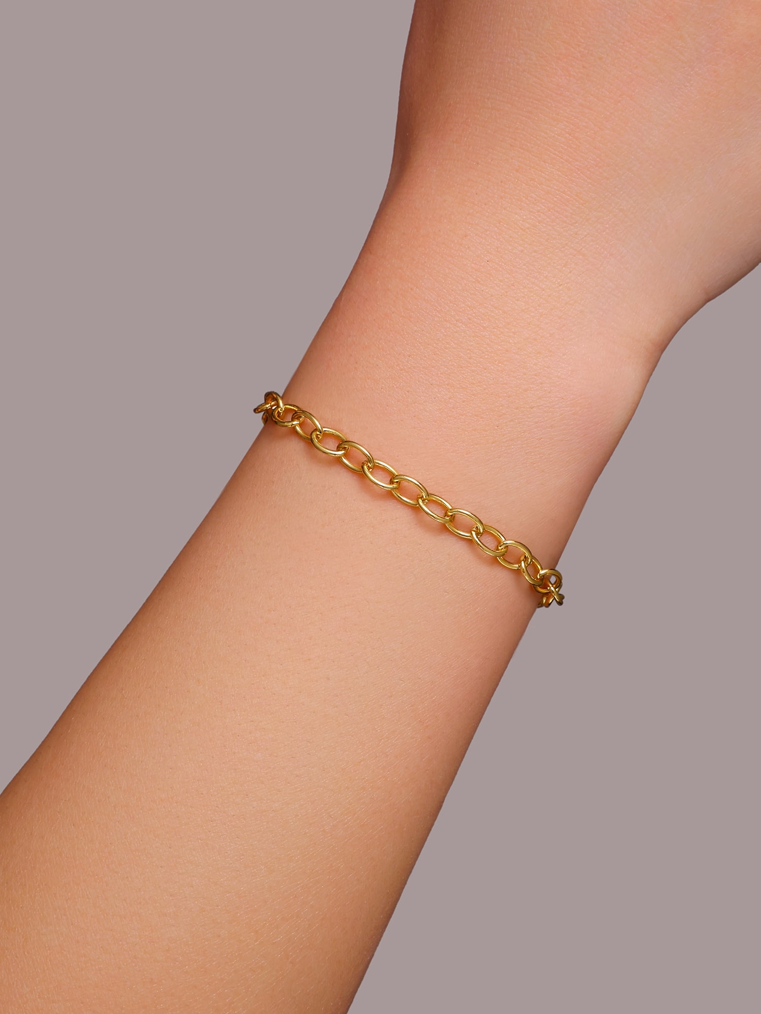 Brilliance Fine Jewelry Cable Bracelet for Charms in 14KT Gold Plated Sterling Silver