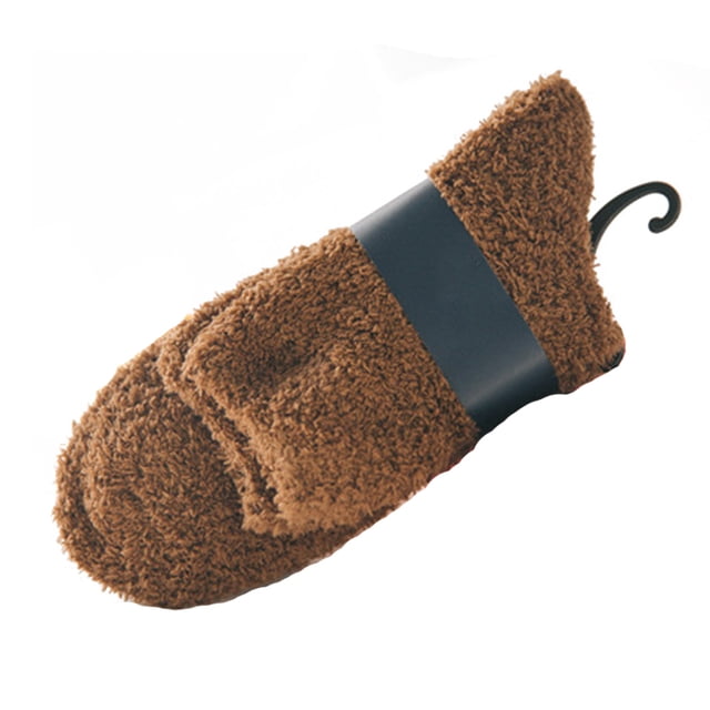 1 par de calcetines tobilleros de forro polar coral para hombre, cálidos, gruesos y esponjosos para dormir (café)