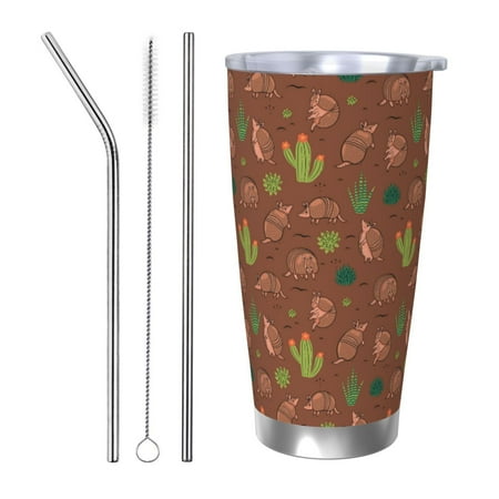 

Tideii Cute Armadillos for 20OZ Car Cup Stainless Steel Cold and Hot Cup with Lid Suitable for Outdoor and Home Unisex-Straw Three-piece Set