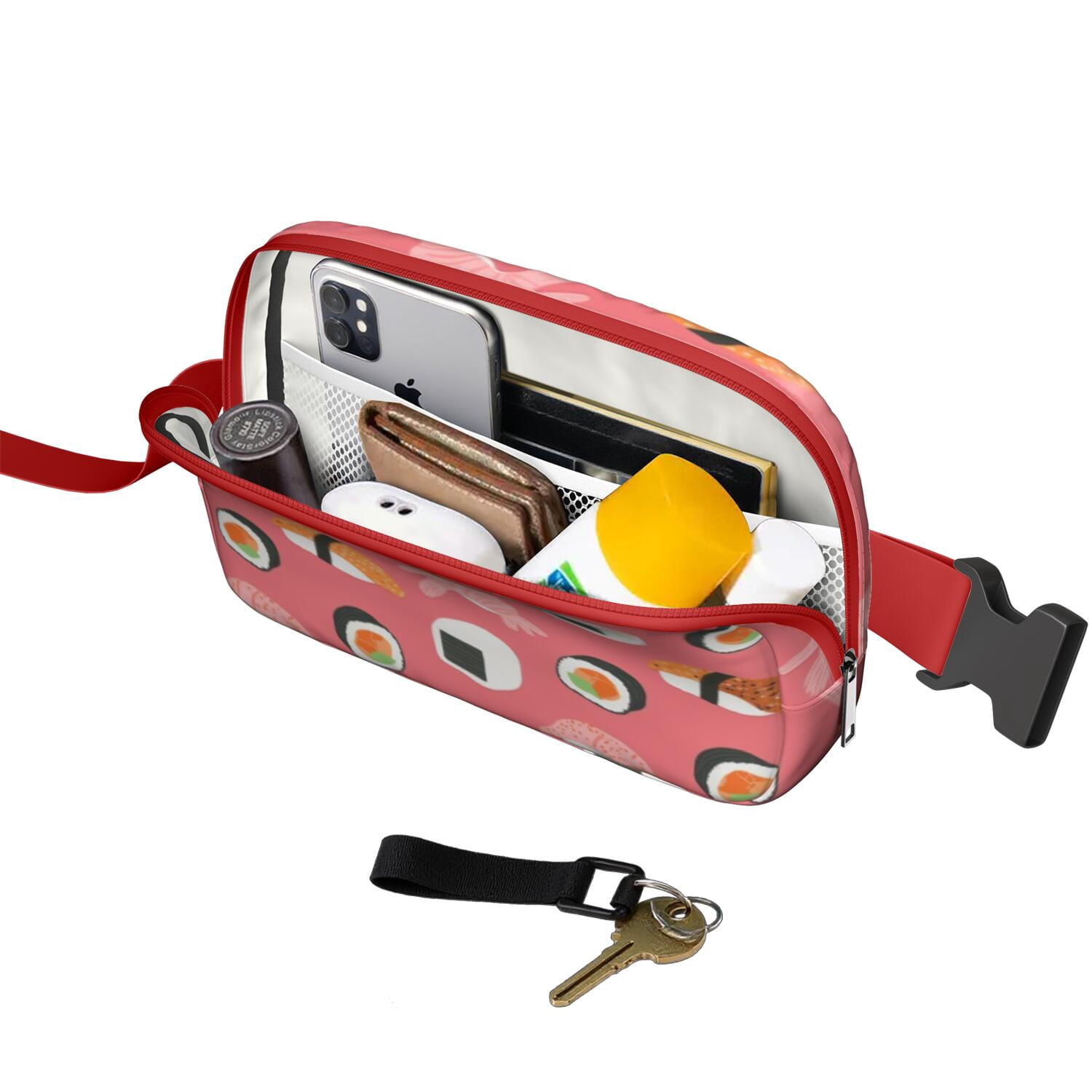Waist Packs Bag Sushi Belt Bag Sporty Waist Pack for Women Casual Waist Packs with Adjustable Strap Waterproof Belt Bag for Daily Leisure Music Festival/Event