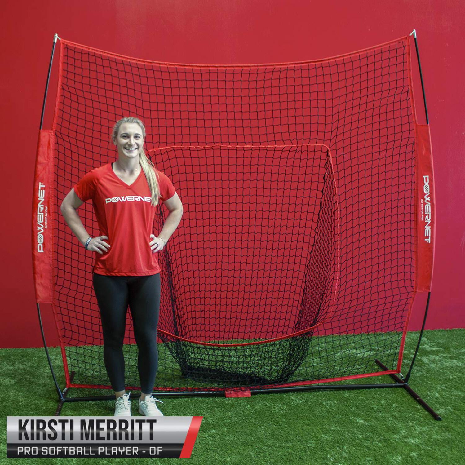 PowerNet Baseball and Softball Practice Net 7 x 7 with Bow Frame  Carry Bag by Jupiter Gear