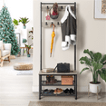 thumbnail image 3 of Yaheetech 73'' H Metal Hall Tree Entryway Coat Rack with Shoe Storage Bench & 9 Movable Hooks,Gray, 3 of 9