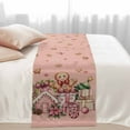 thumbnail image 3 of Bed Runner Scarf for Queen Size Bed, Pink Gingerbread Christmas Beds Scarf Throws for Foot of Bedding, Xmas Tree Gift House Star Decorative Beds Runners for Bedroom Guestroom, 83"x20", 3 of 8