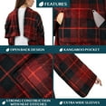 thumbnail image 3 of PAVILIA Plaid Red Fleece Wearable Blanket with Sleeves for Adults Women Men, Soft Warm Full Body Wrap Throw, Sweatshirt Pocket, Cozy Pullover Robe Blanket with Arm, Gifts for Christmas Mom Wife, 3 of 9