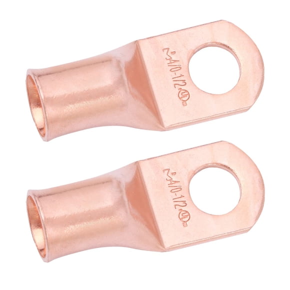 Selterm 10 Piezas 4/0 Awg – Perno De 1/2 Pulgadas – Terminales De Batería De Alta Resistencia, Terminales De Anillo, Extremos De Cable De Batería, Terminales De Calibre 0000, Ojales De Cobre Desnudo U