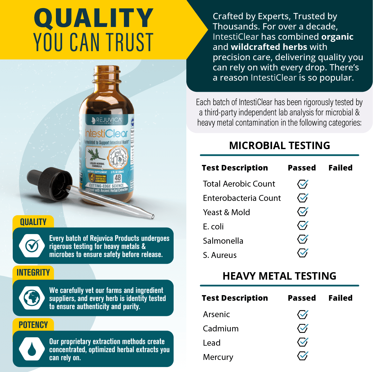 Rejuvica Health IntestiClear - Intestinal Cleanse Support - Contains Wormwood, Black Walnut, Ginger and More